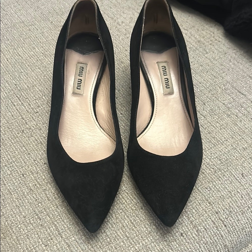 Miu Miu Vintage Black Suede Kitten Heels